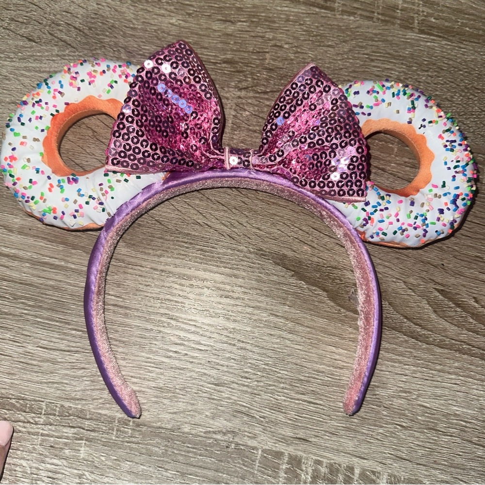 Disney Parks Minnie Mouse Donut Ears Headband White Frosting Sprinkles tag torn - Picture 2 of 7